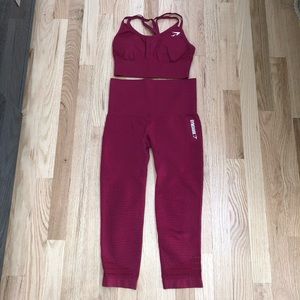 Gymshark seamless beet sports bra and legging